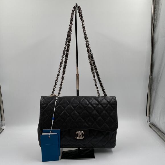 Chanel Jumbo Single Flap Caviar Bag Leather Brown Classic SHW Silver Hardware - Picture 2 of 16